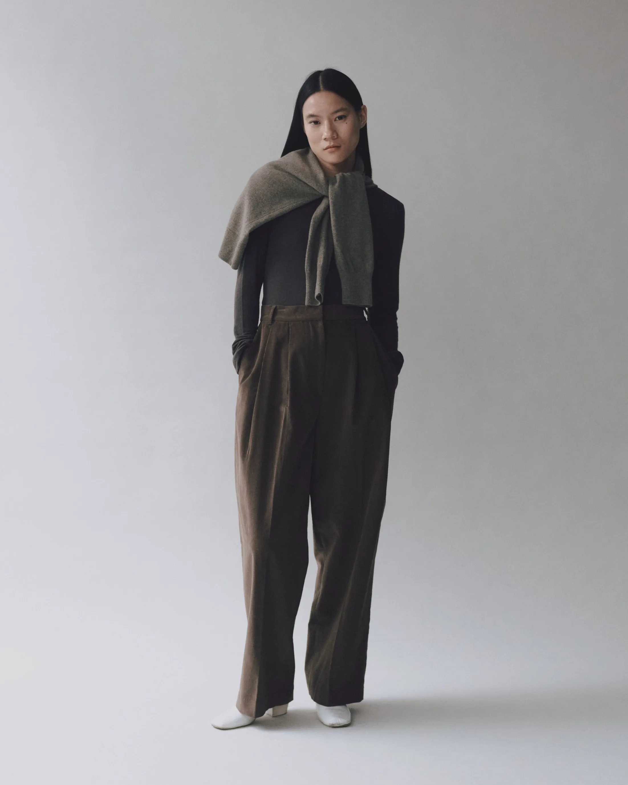 THIN CORDUROY WIDE LEG PANTS