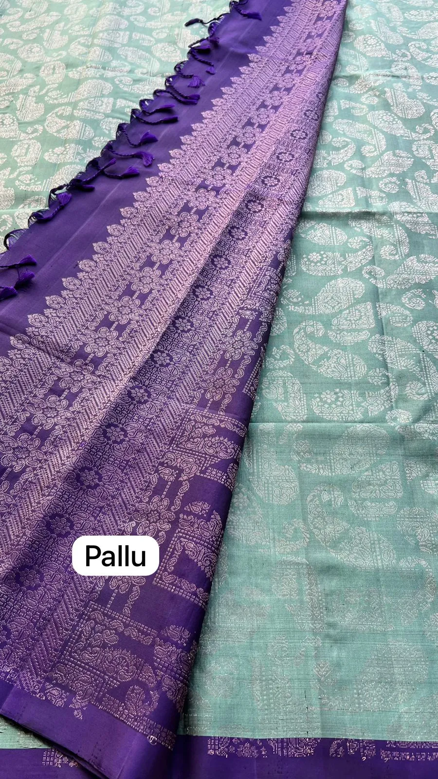 Tiffany blue kanjivaram soft silk saree with blouse