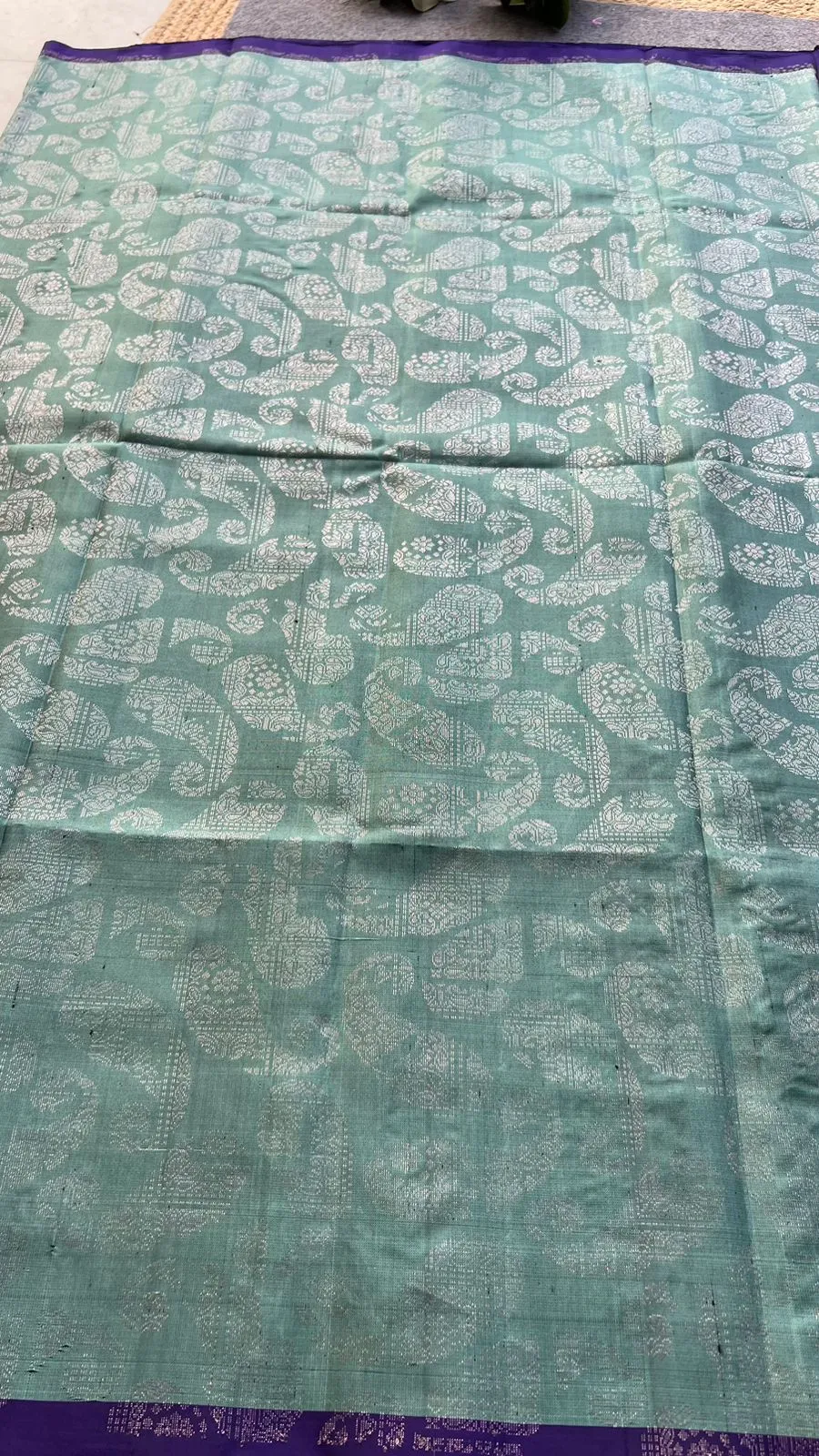 Tiffany blue kanjivaram soft silk saree with blouse