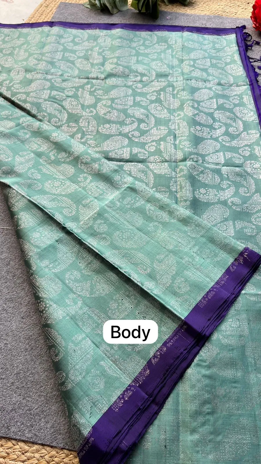 Tiffany blue kanjivaram soft silk saree with blouse