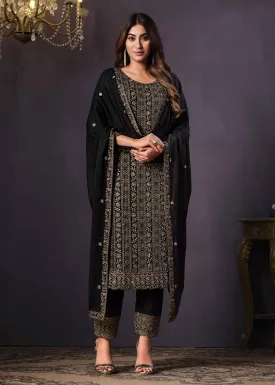 Two Tone Cottonic Georgette Black Function Style Salwar Suit