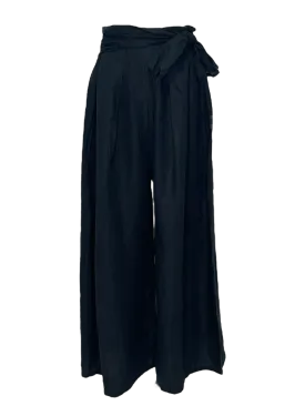 Wide Leg Pants with Belt in Splash Navy