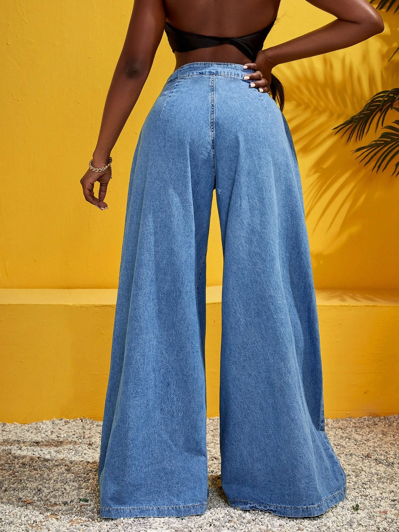 Zip Fly Wide Leg Jeans