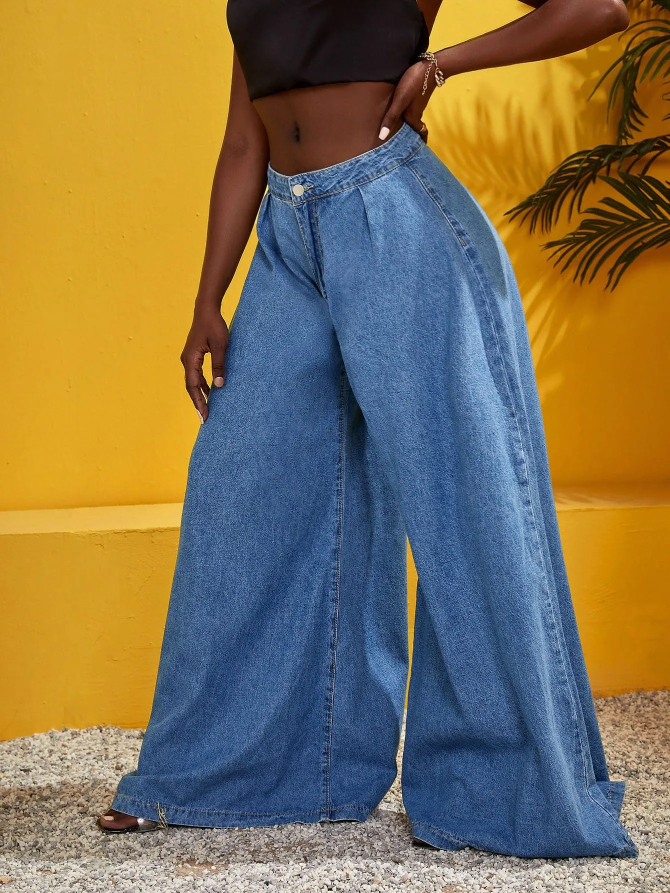 Zip Fly Wide Leg Jeans